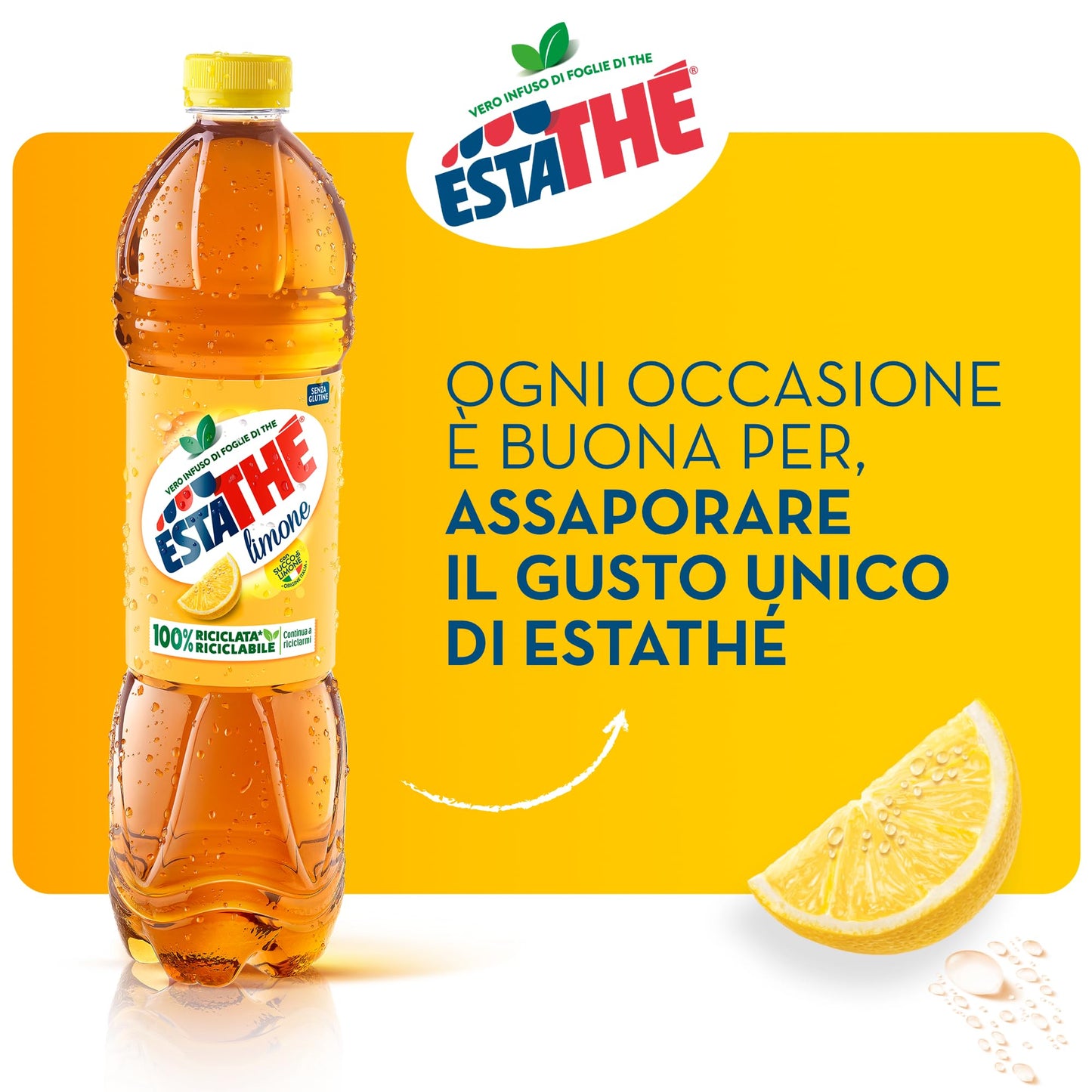 Estathé Limone - The Freddo con Vero Infuso di Foglie di The e Succo di Limone, Bevanda Analcolica Senza Glutine, 6 Bottiglie da 1,5 lt