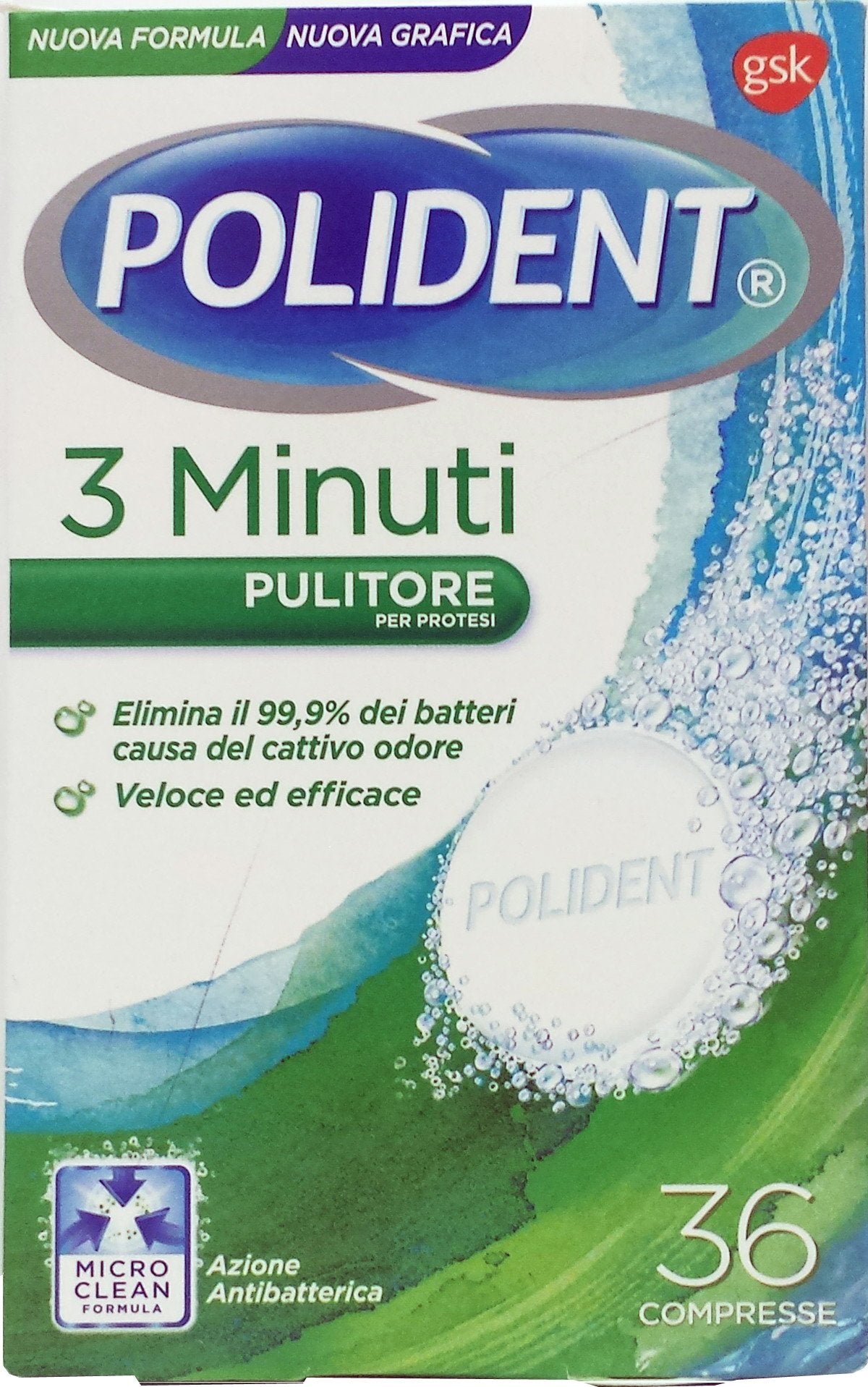 12 x POLIDENT Compresse Pulizia Dentiere 3 Minuti 36 Compresse 36 PEZZI