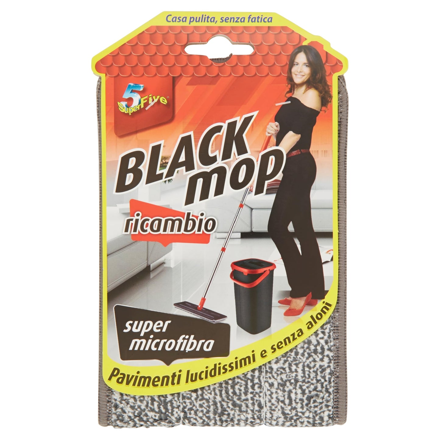 SUPERFIVE 3 PZ Ricambio per ROTOMOP Black MOP 100% Microfibra Piu in Omaggio 1 Panno CHANTECLAIR Bagno