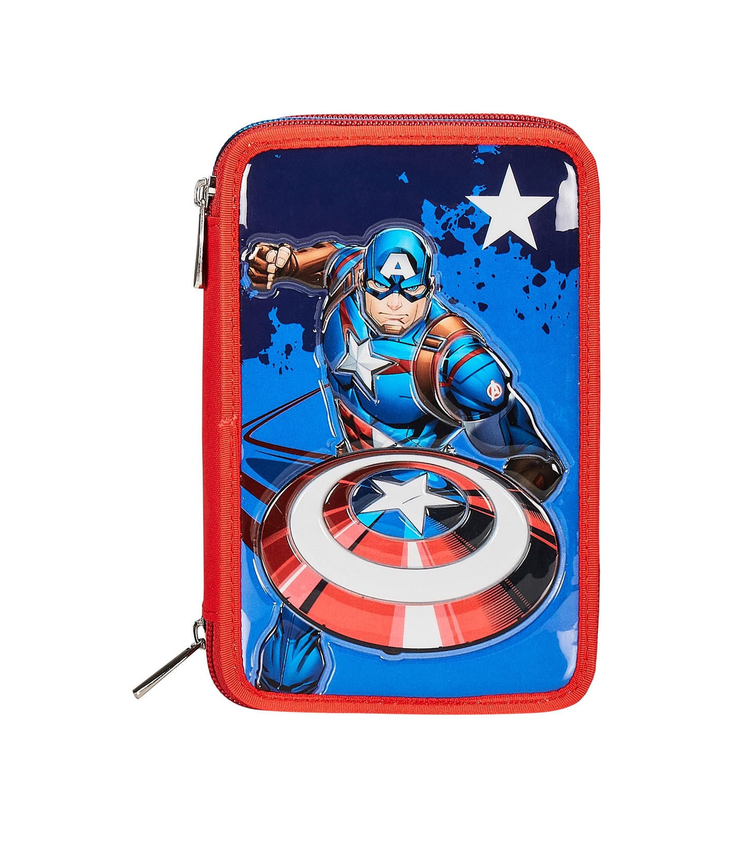 Seven Astuccio Scuola 3 Scomparti, Disney - CAPTAIN AMERICA - LEGENDAY AVANGE, Blu Rosso - Portapenne Multi Scomparto Con Matite, Penne e Colori, Accessori Zaino, Zaino Scuola - Astuccio Bambino