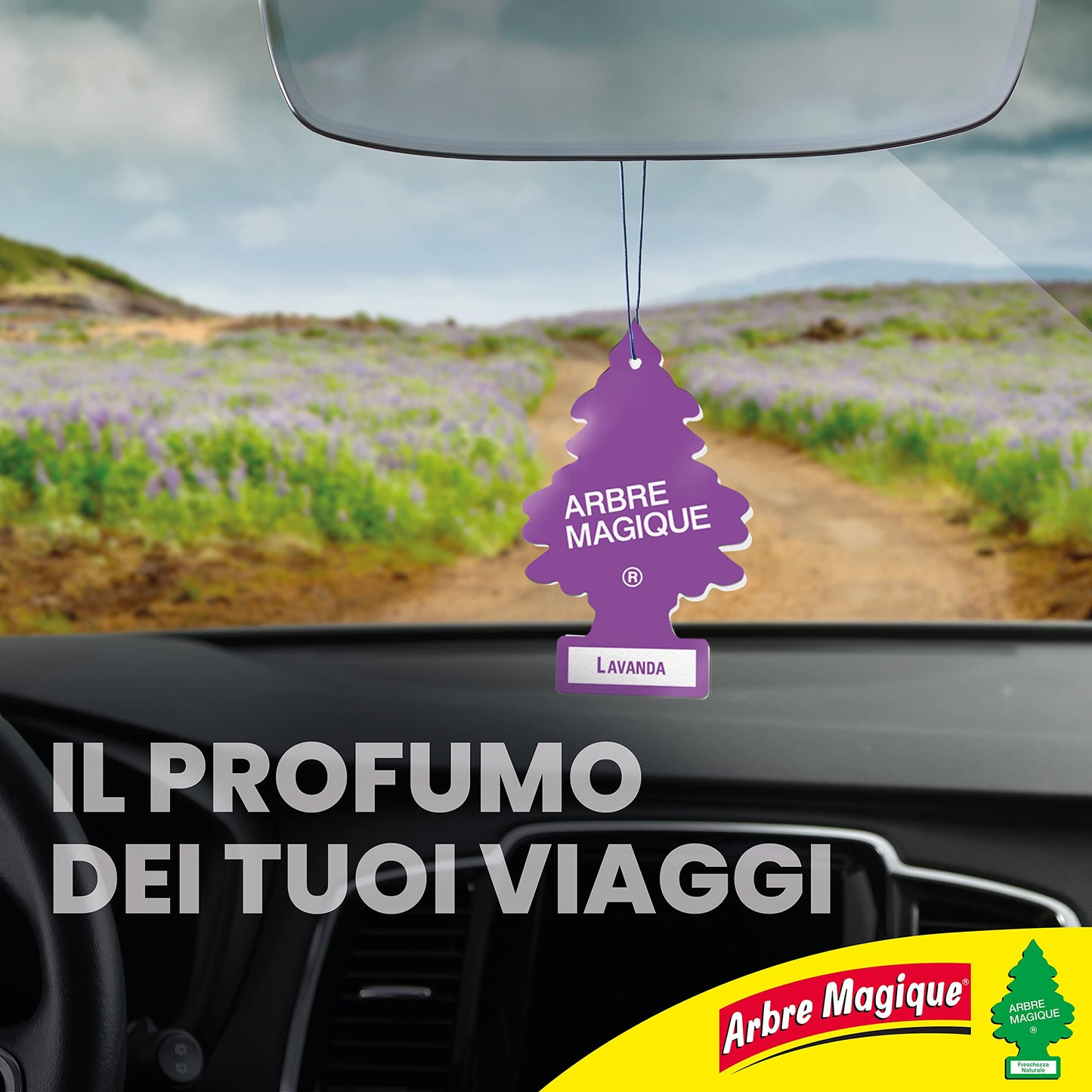 Arbre Magique Mono, Profumatore Auto, Fragranza Lavanda, Profumazione Fresca e Versatile, Durata fino a 7 Settimane, Made in Italy, Confezione da 1 Pezzo