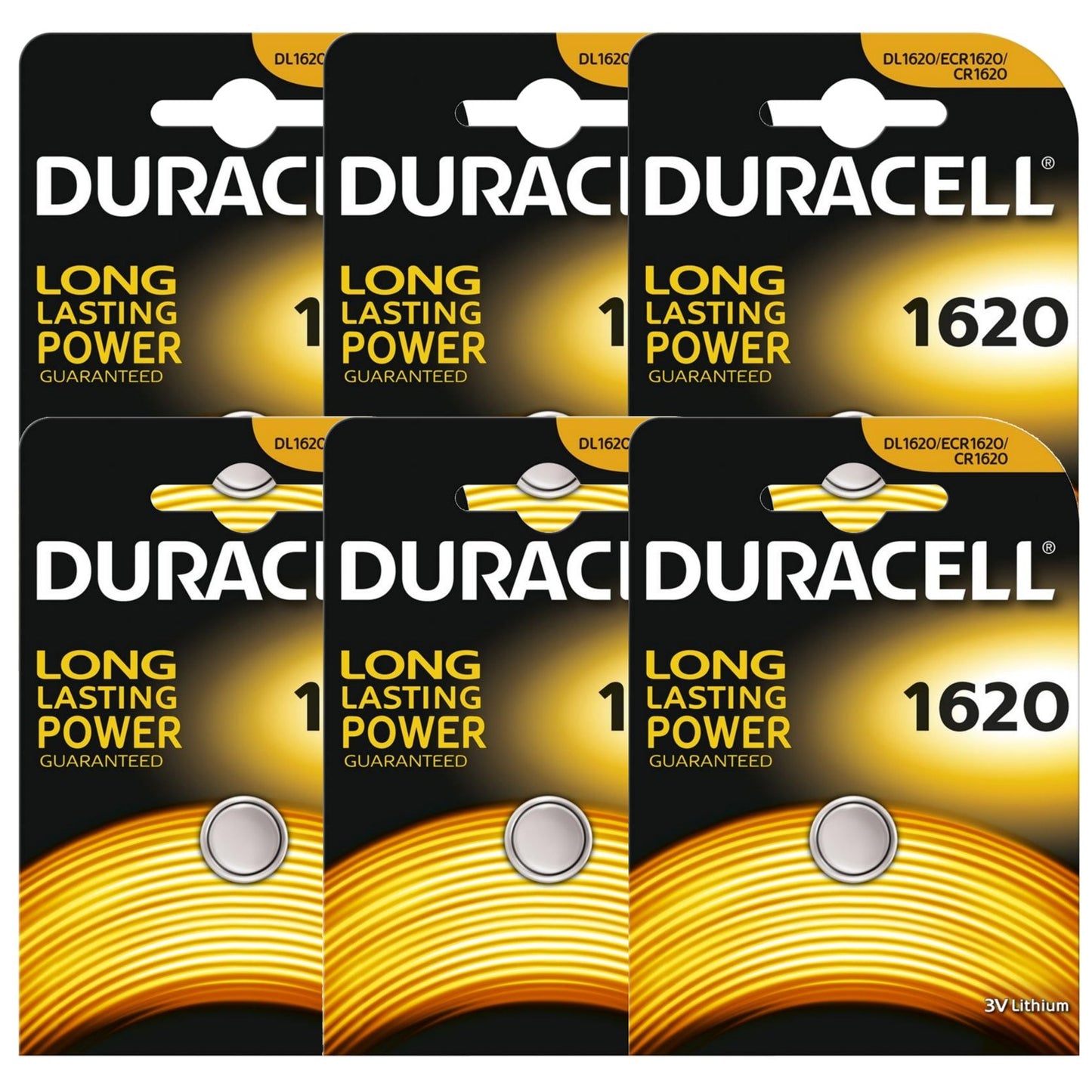 6 x Duracell CR1620 DL1620 ECR1620 3V Lithium Button Battery Coin Cell Batteries