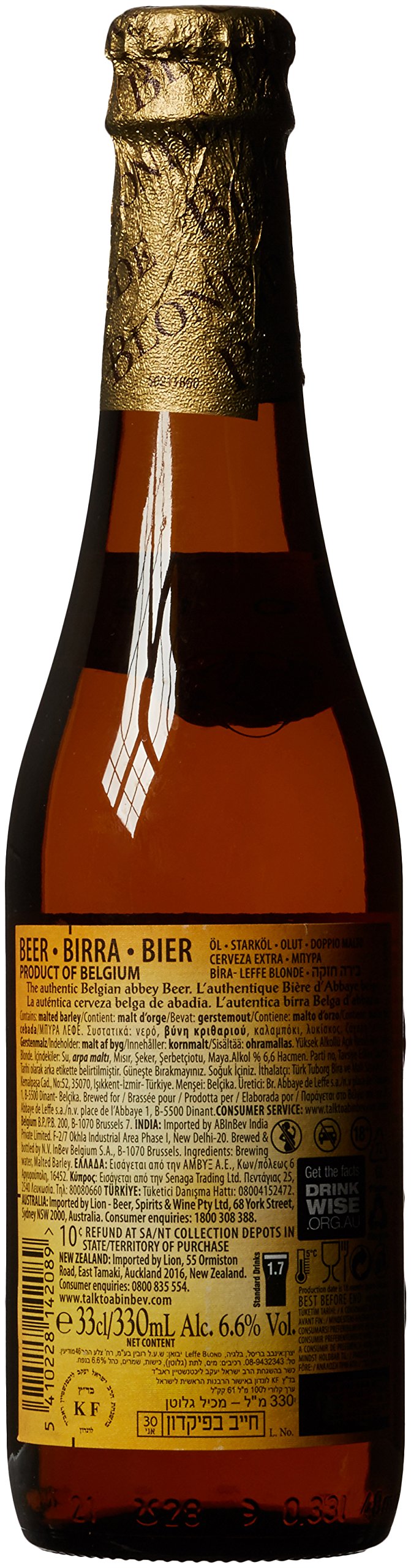 Leffe Birra Blond Bottiglia - Confezione da 24 x 330 ml