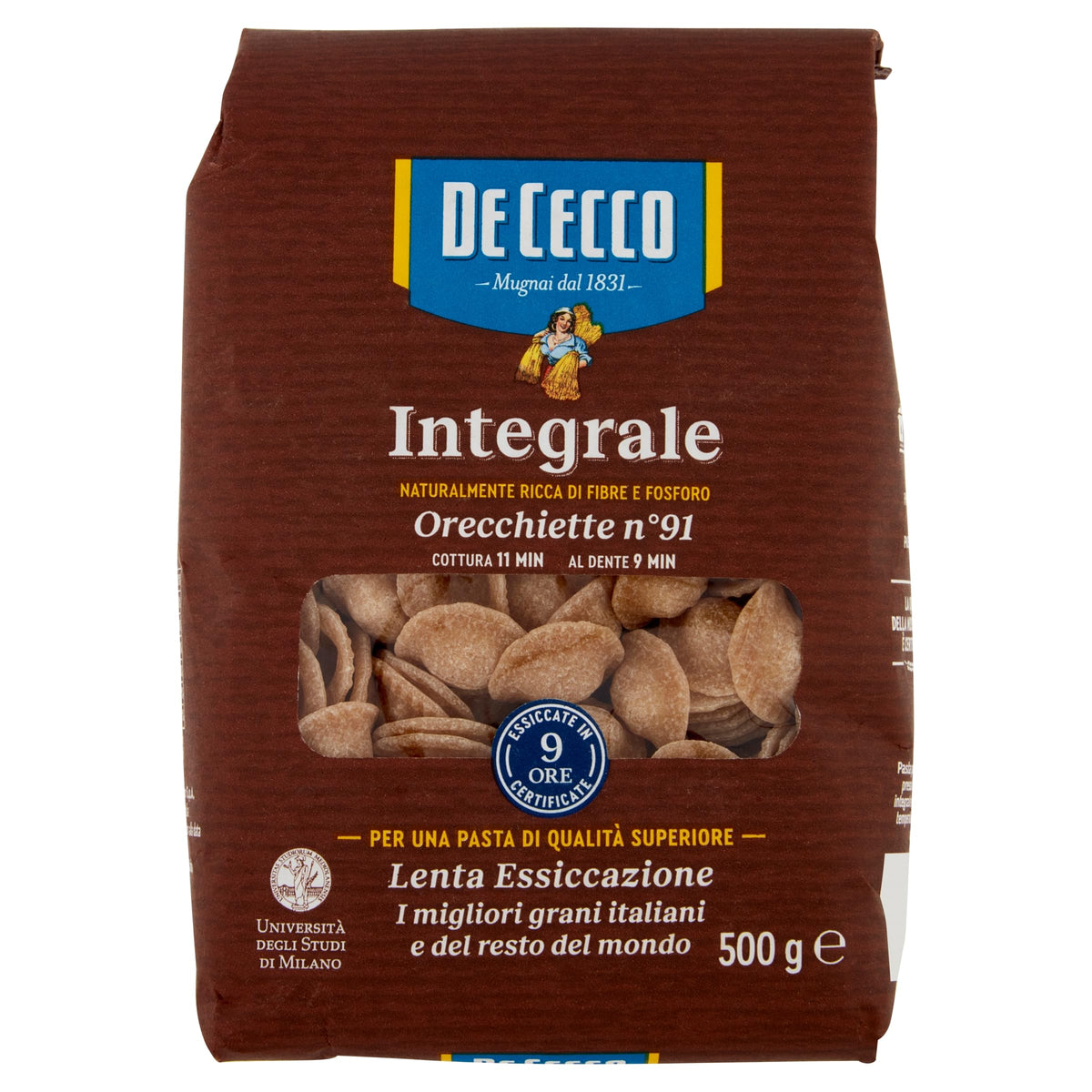 Orecchiette Integrali De Cecco - Pasta di semola integrale 500g
