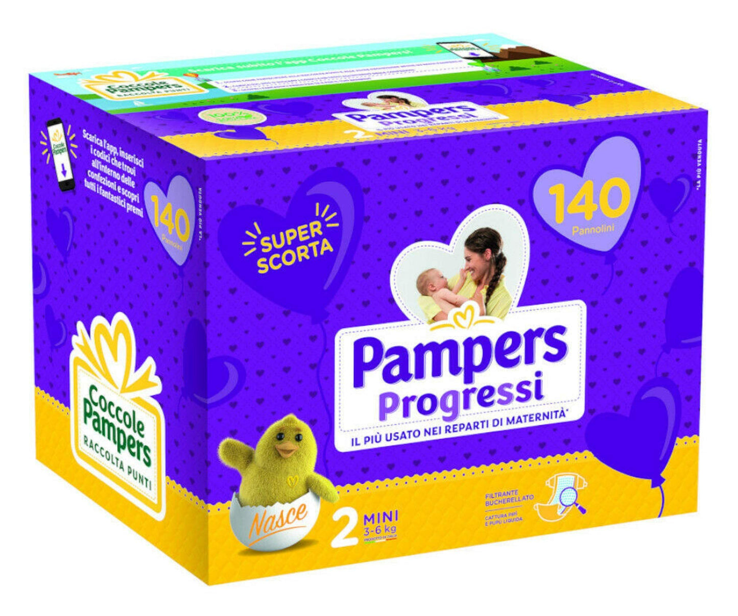 Pampers progressi pentapack tg.2 mini da 140 pannolini