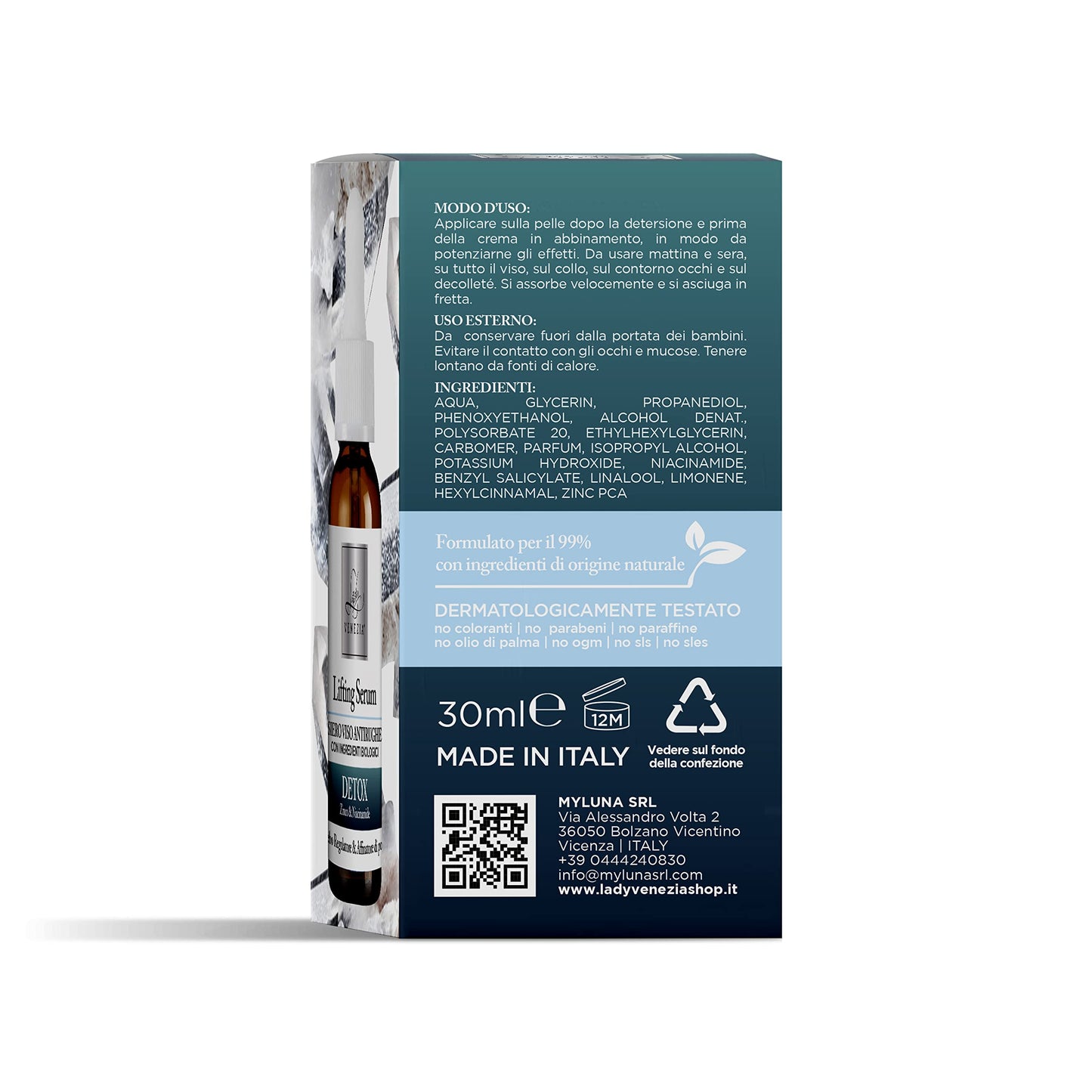 Siero Viso Antirughe Detox con Ingredienti Biologici - 30 ml