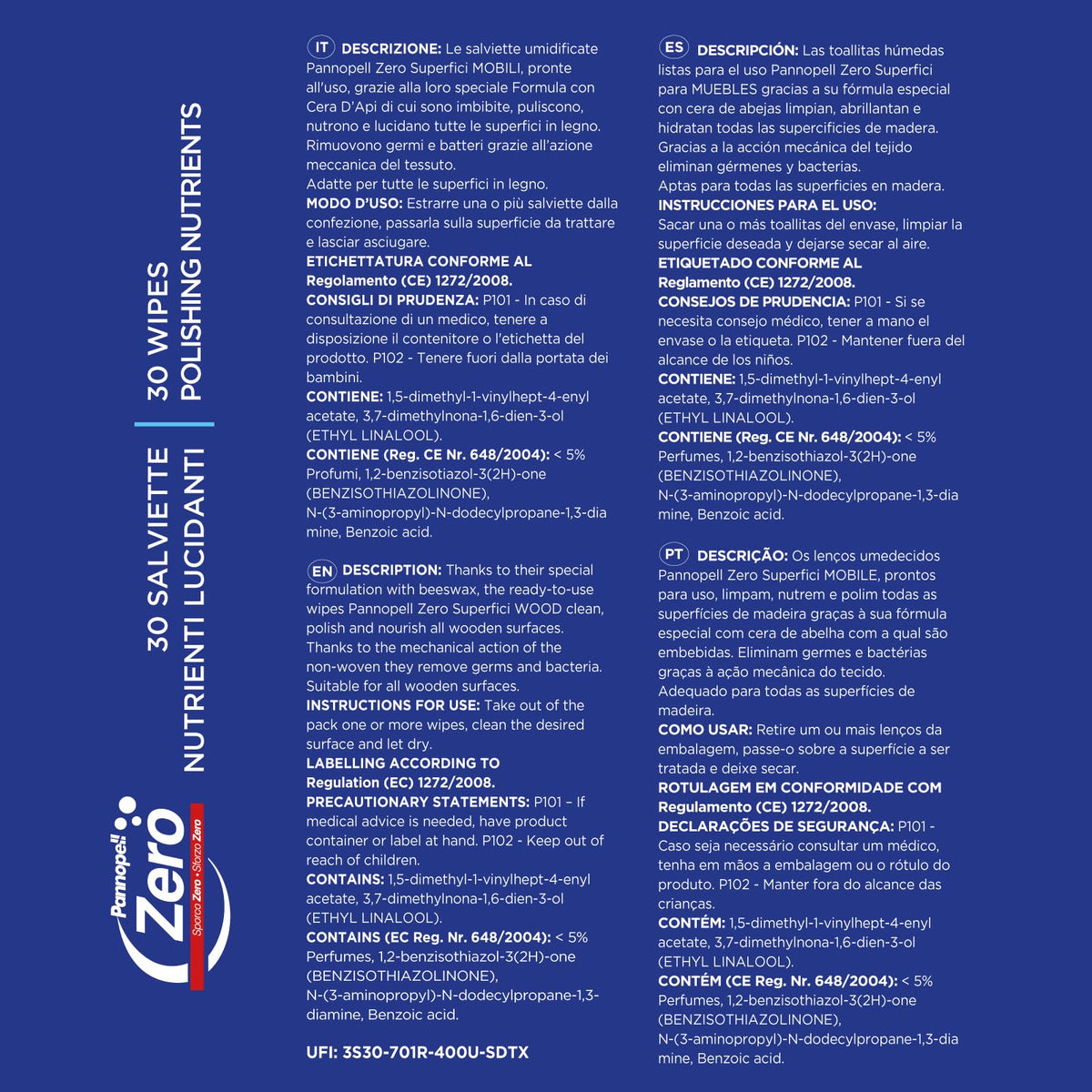 Zero Mobili Nutre e Lucida 14 confezioni da 30 Salviette (420 Salviette) - Panni Parquet, Lava Parquet, Salviette Igienizzanti Casa, Panni Umidi Lavapavimenti, Prodotti Pulizia Casa