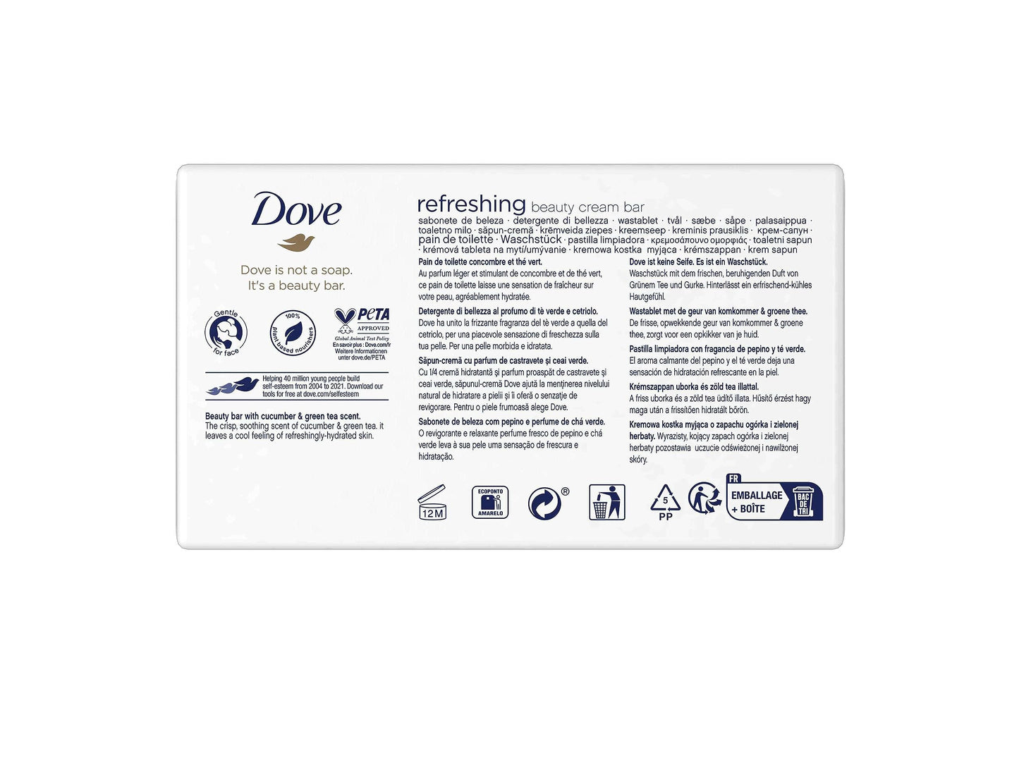 Dove Sapone rinfrescante Soap Bar (4 x 90 g)