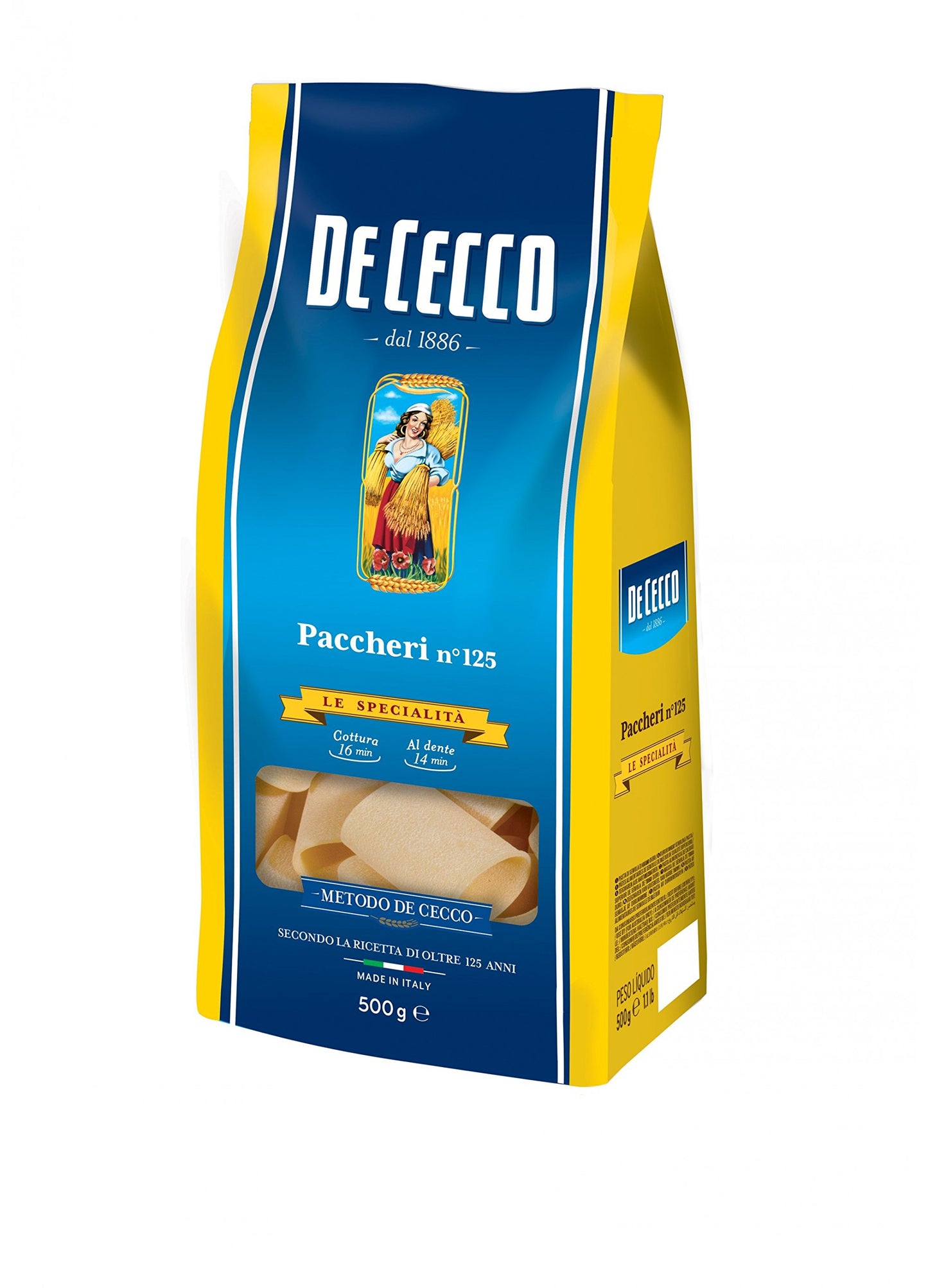 5 X Pasta De Cecco 100% italiano Paccheri N 125 pasta 500 G