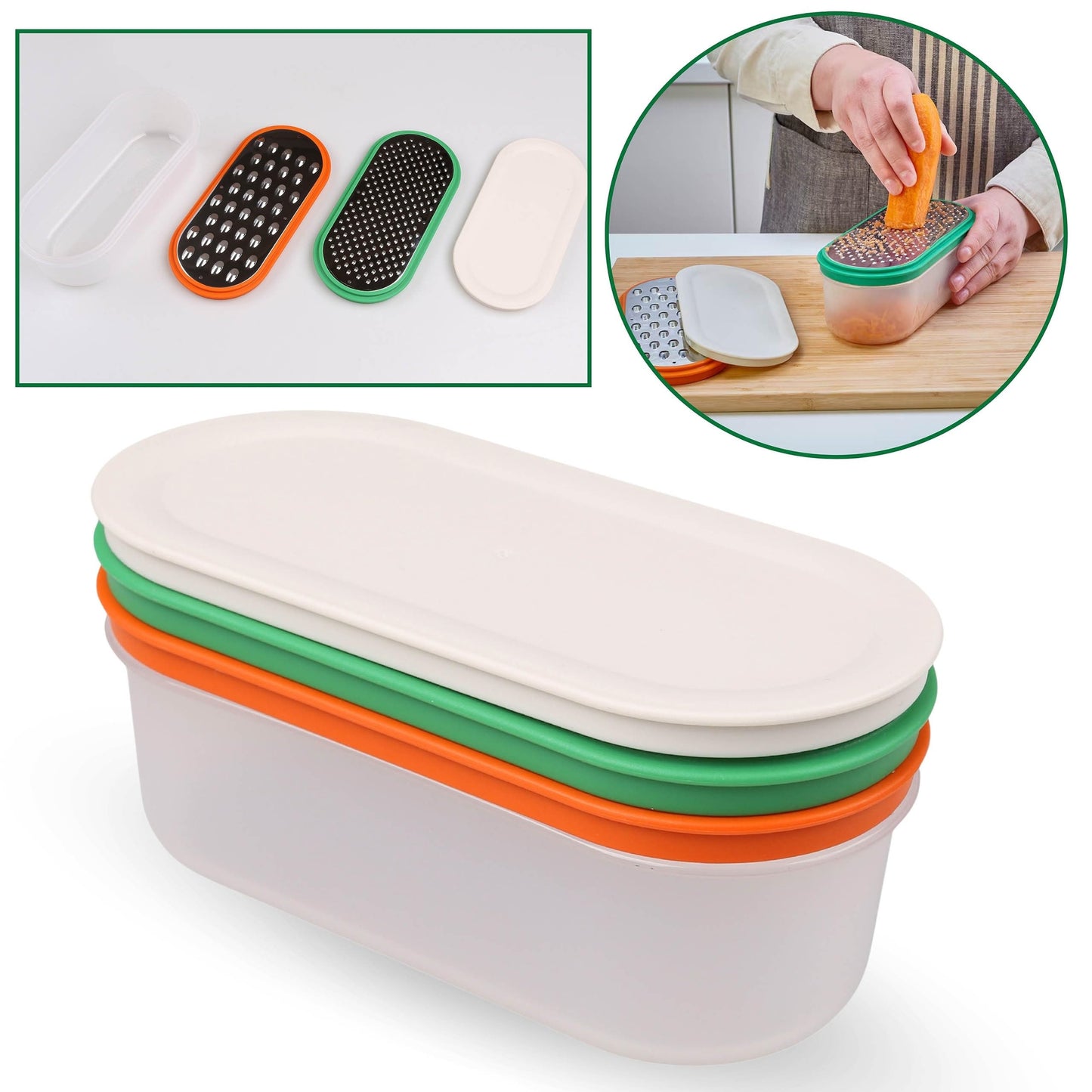 UPPFYLLD Grattugia colorata con contenitore, set di 4 pezzi