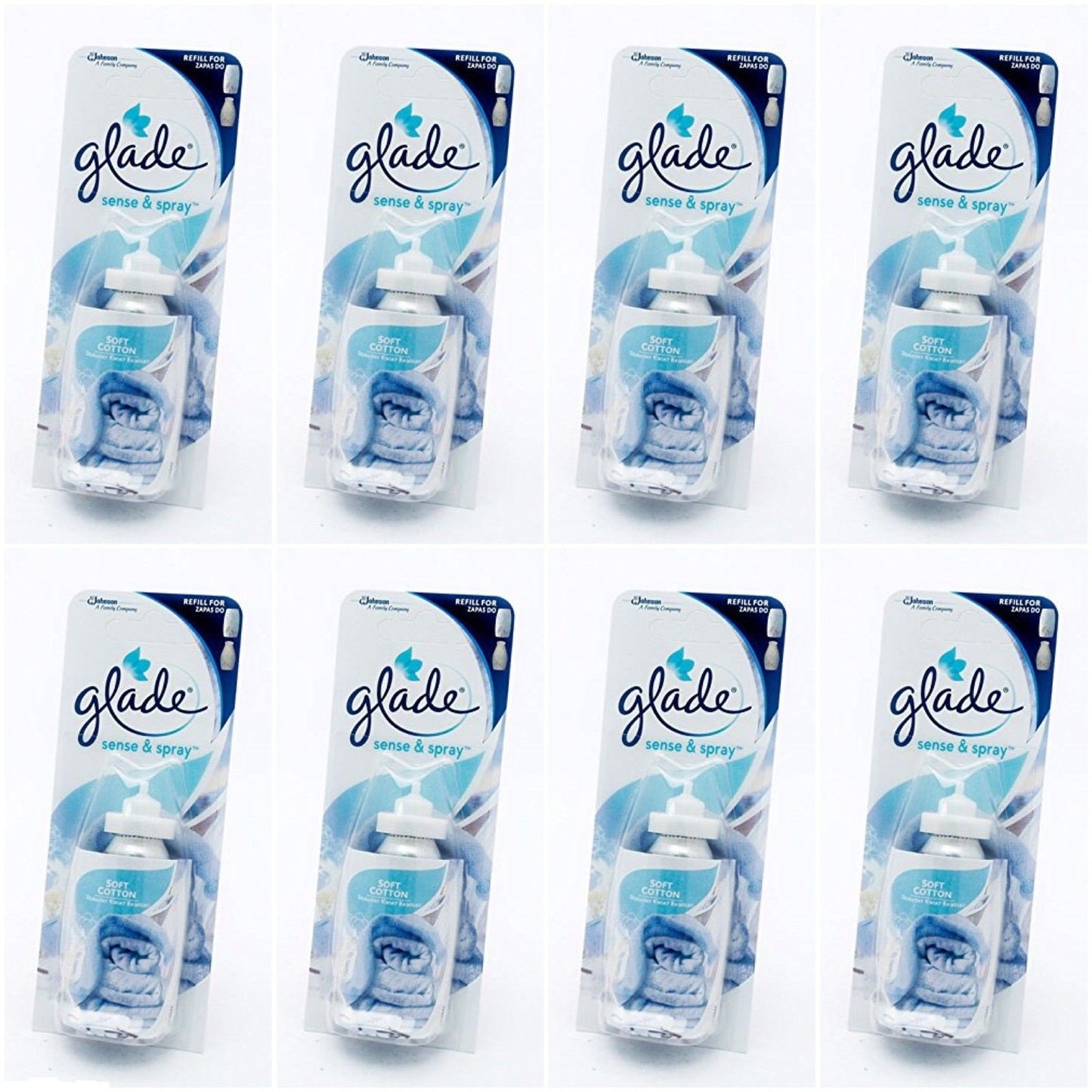 8 ricariche da 18 ml per Glade Sense & Spray, fragranza "soft cotton" (etichetta in lingua italiana non garantita)