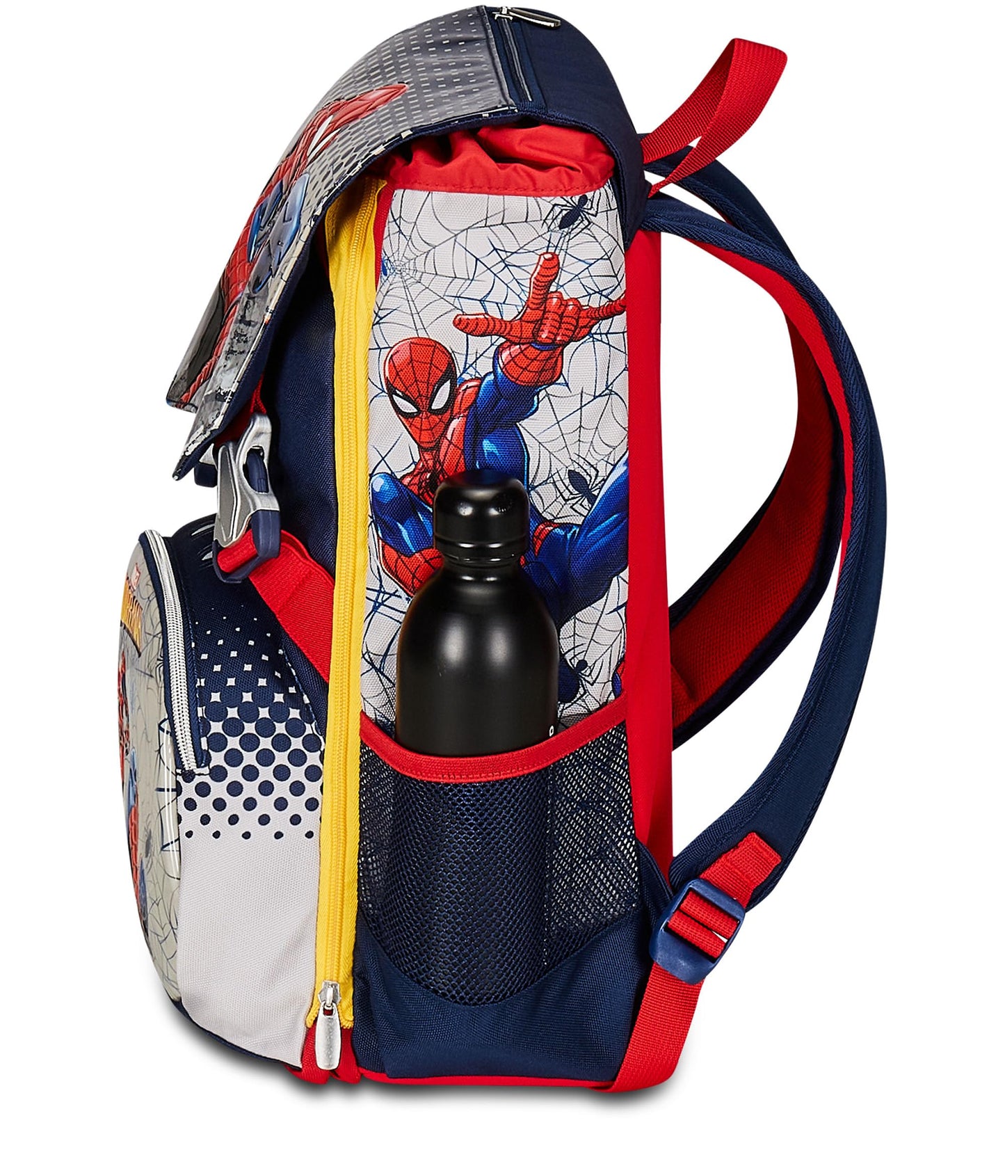 Seven Zaino Scuola Estensibile DISNEY - SPIDER-MAN WEBBED WONDER, Blu Rosso - Zaino Doppio Scomparto Sdoppiabile Tramite Zip e Con Tasca Porta Borraccia, Zaino Bambino - Marvel Merchandising