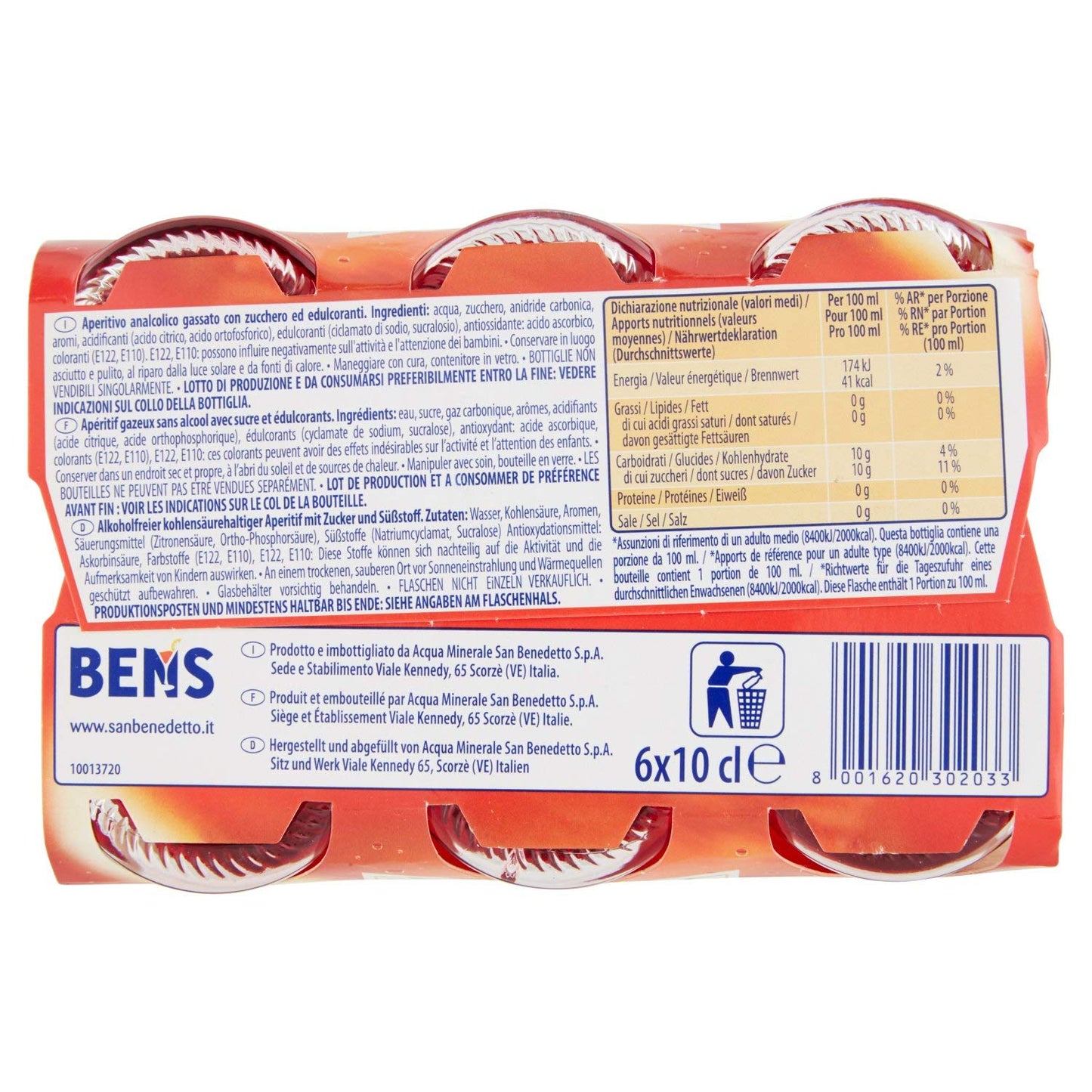 Ben's Bitter Rosso - Confezione da 6 X 100 ml
