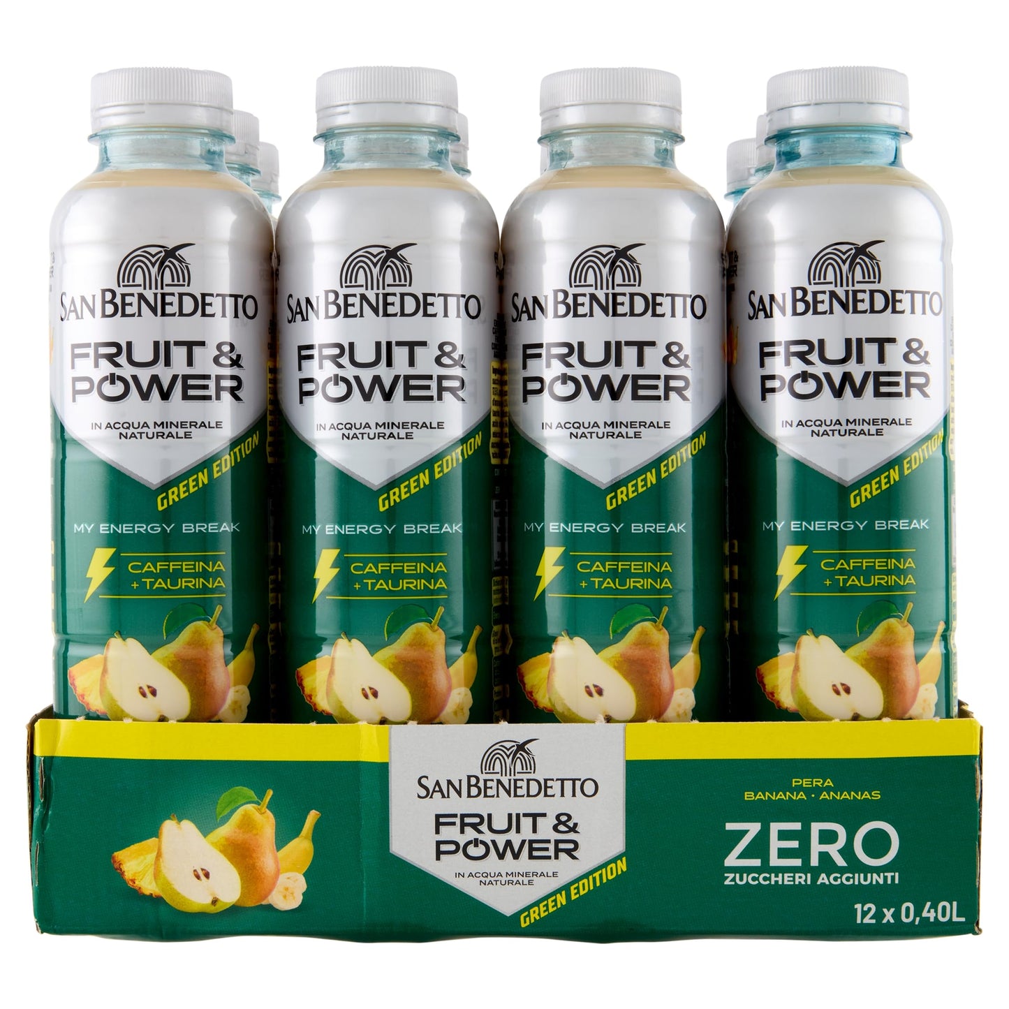 Fruit e Power Green Edition San Benedetto da 12 bottiglie in 0,4Lt - Pera - Banana - Ananas