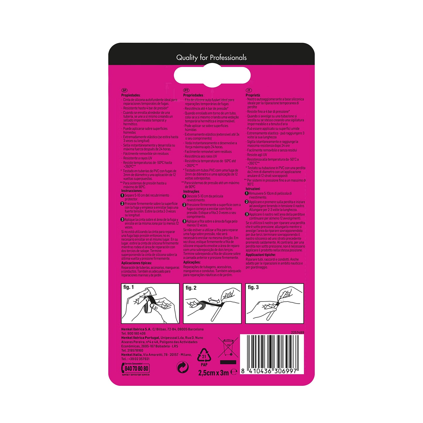 Tangit Fix It Tape, Nastro Autoagglomerante, Per Riparare Perdite in Interni ed Esterni. Resiste fino a 4 bar di Pressione, Elastico, Applicabile su superfici bagnate, Colore Nero, Nastro da 3m