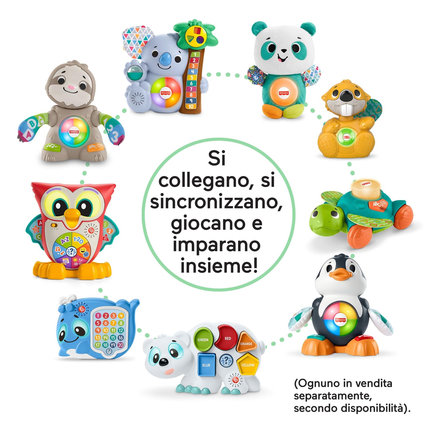 Fisher-Price - Parlamici Baby Gufo Luminoso Impara con Me, edizione italiana, giocattolo interattivo musicale con luci e movimenti per l'apprendimento, giocattolo per bambini, 18+ mesi, HJN64