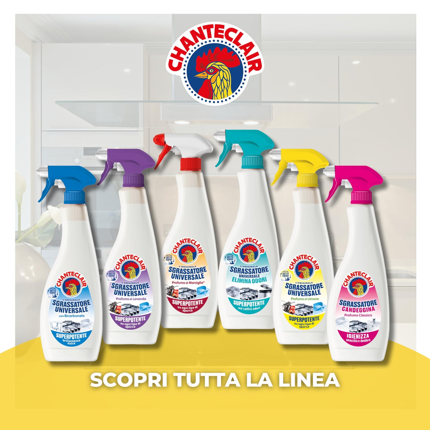 Chanteclair - Sgrassatore Universale Spray, Superpotente, Profumo di Limone, Formula Originale - 12 Flaconi da 750 ml
