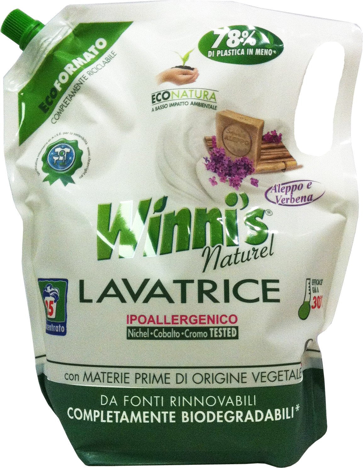 8 x WINNI'S Lavatrice Liq.Ecoformato Aleppo&V.25 Lavaggi 1500 Ml