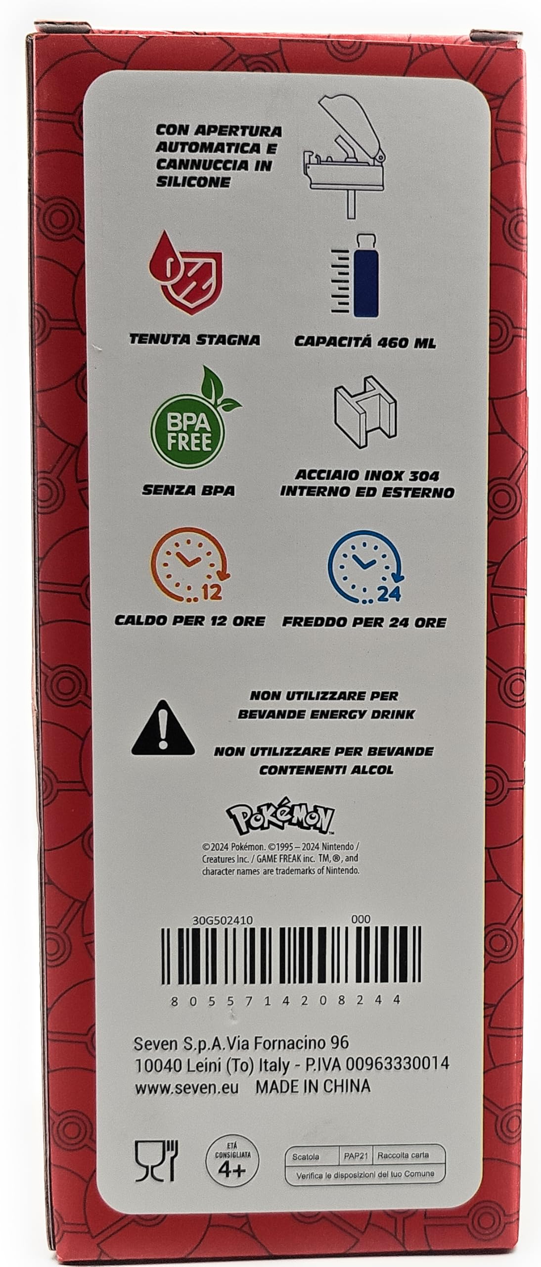 Borraccia Termica POKEMON in Acciaio Inox - Mantenimento Temperatura fino a 24h - Per Scuola e Bambini