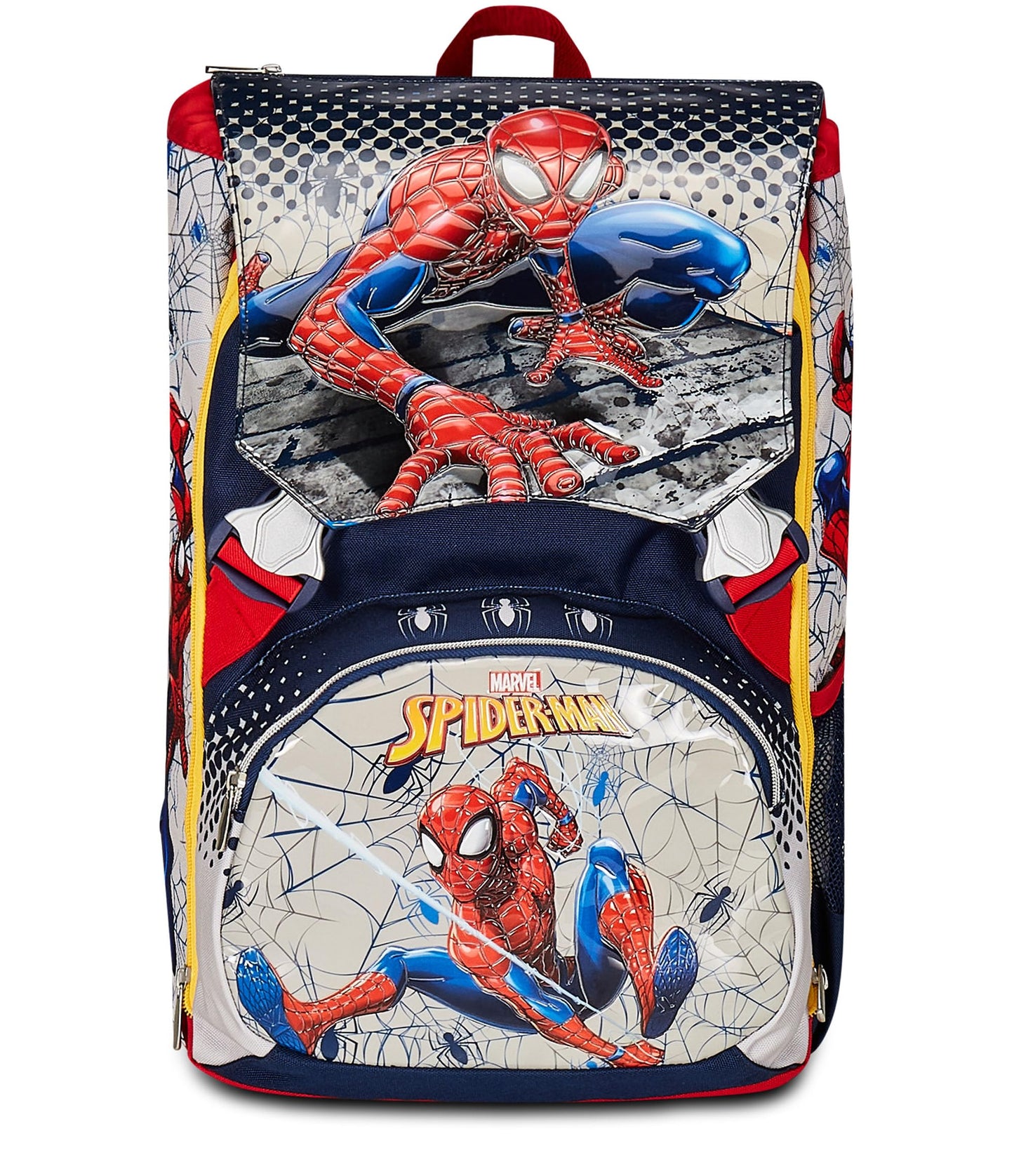 Seven Zaino Scuola Estensibile DISNEY - SPIDER-MAN WEBBED WONDER, Blu Rosso - Zaino Doppio Scomparto Sdoppiabile Tramite Zip e Con Tasca Porta Borraccia, Zaino Bambino - Marvel Merchandising