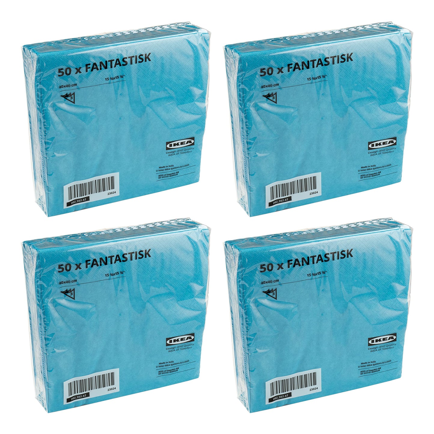 Ikea FANTASTISK 202.362.62 - Tovaglioli di carta a 3 veli, colore: Turchese, 40 x 40 cm