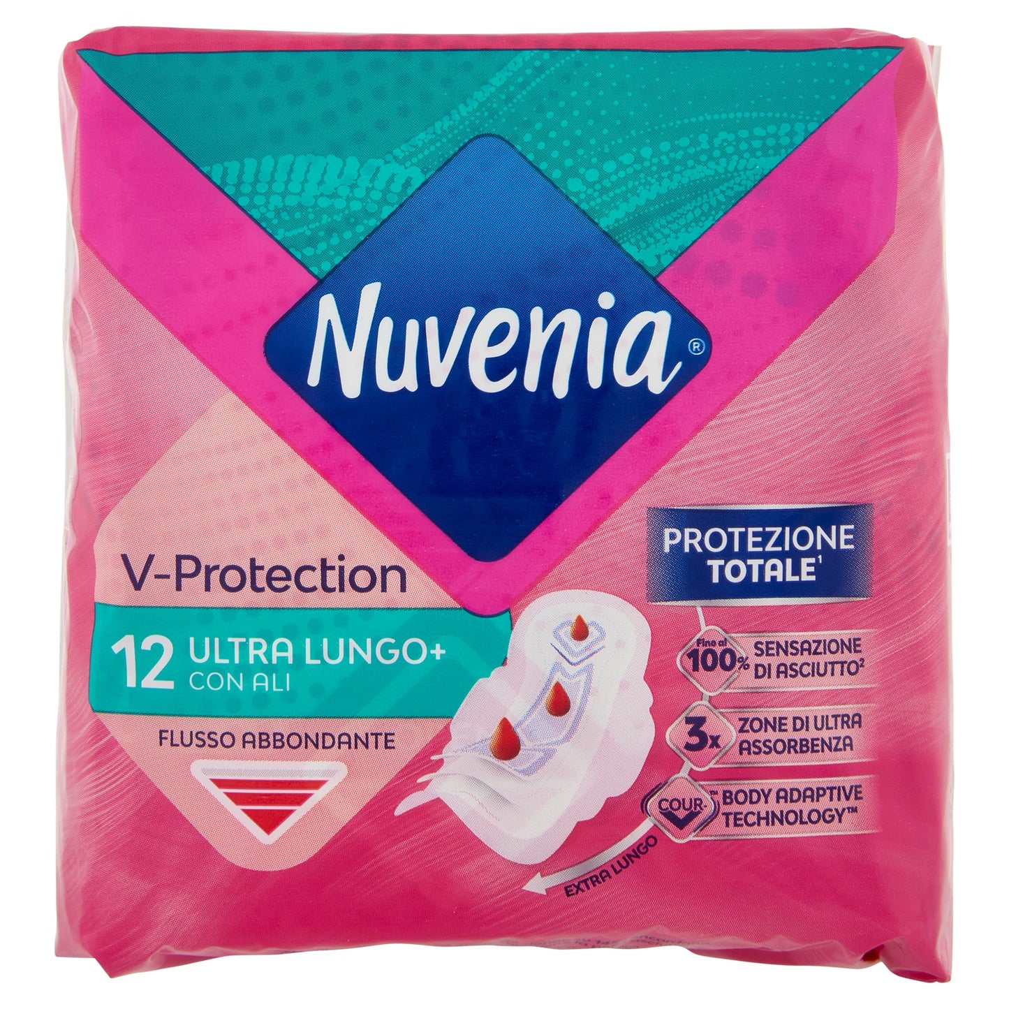Nuvenia - Ultra Sottile, Assorbenti Super Lunghi, con Ali - 12 assorbenti