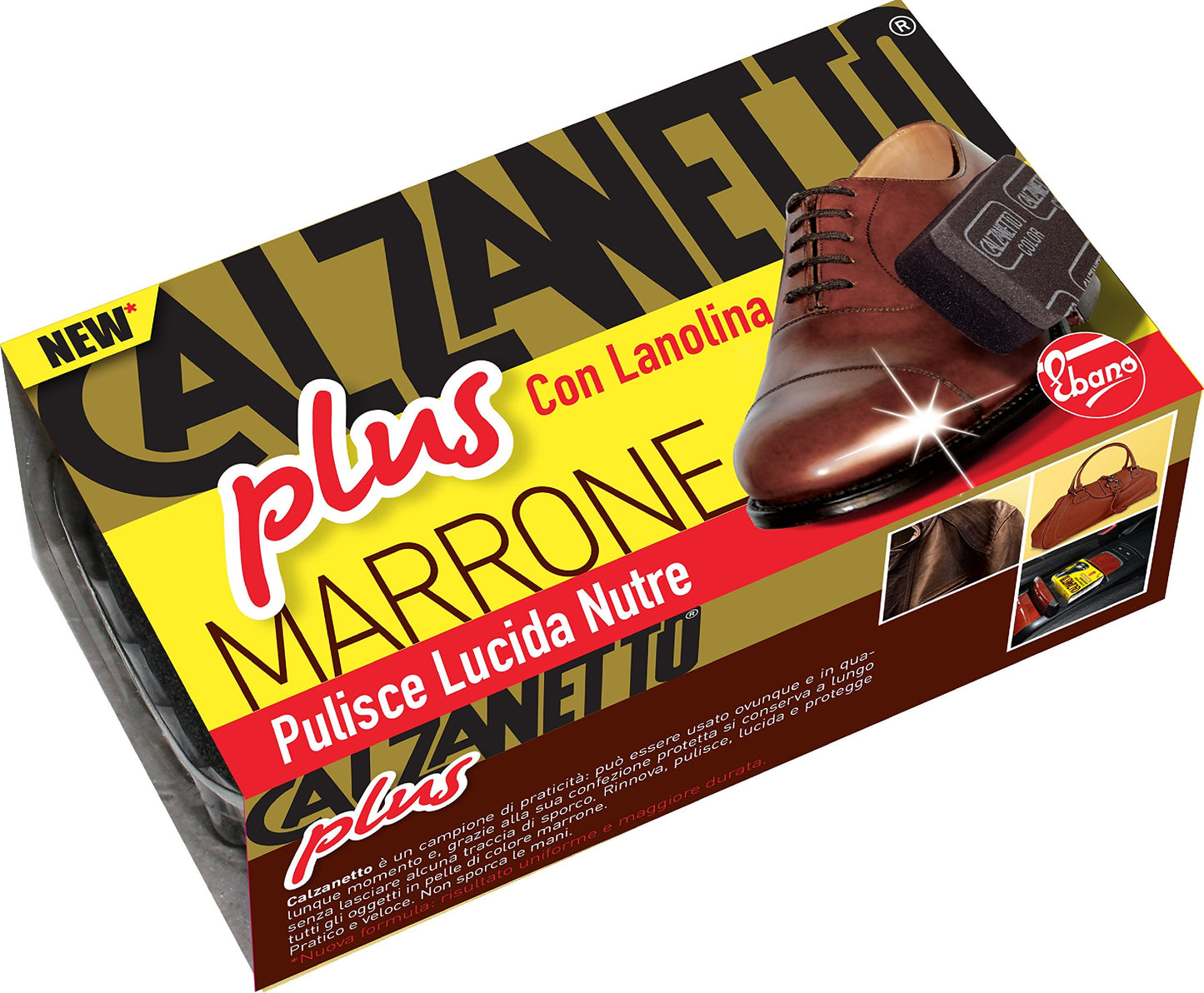Calzanetto Plus, Trattamenti e Lucidi Scarpe Unisex-Adulto, Marrone (Marrone), 4.5x4.5x12.7 cm