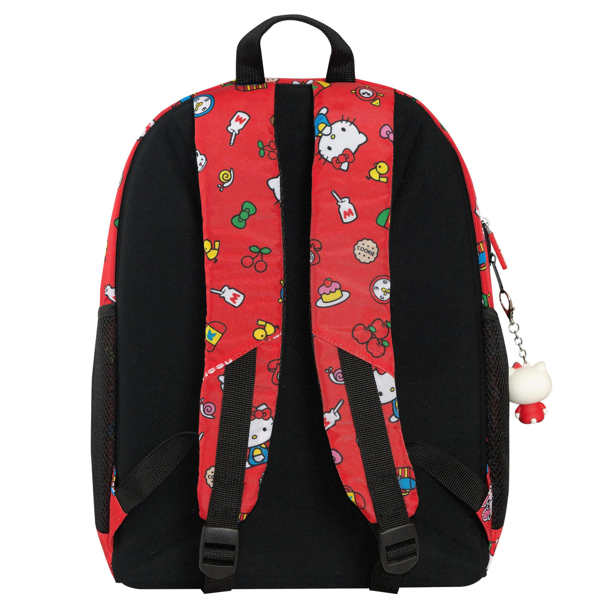 HELLO KITTY - Zaino Scuola Ufficiale Hello Kitty, 2 Ampi Spazi Centrali, Tasche Frontali e Laterali, Charm Staccabile, Spallacci Regolabili e Imbottiti, Schienale Termoformati, 32 x 43H x 23 cm, 31 L