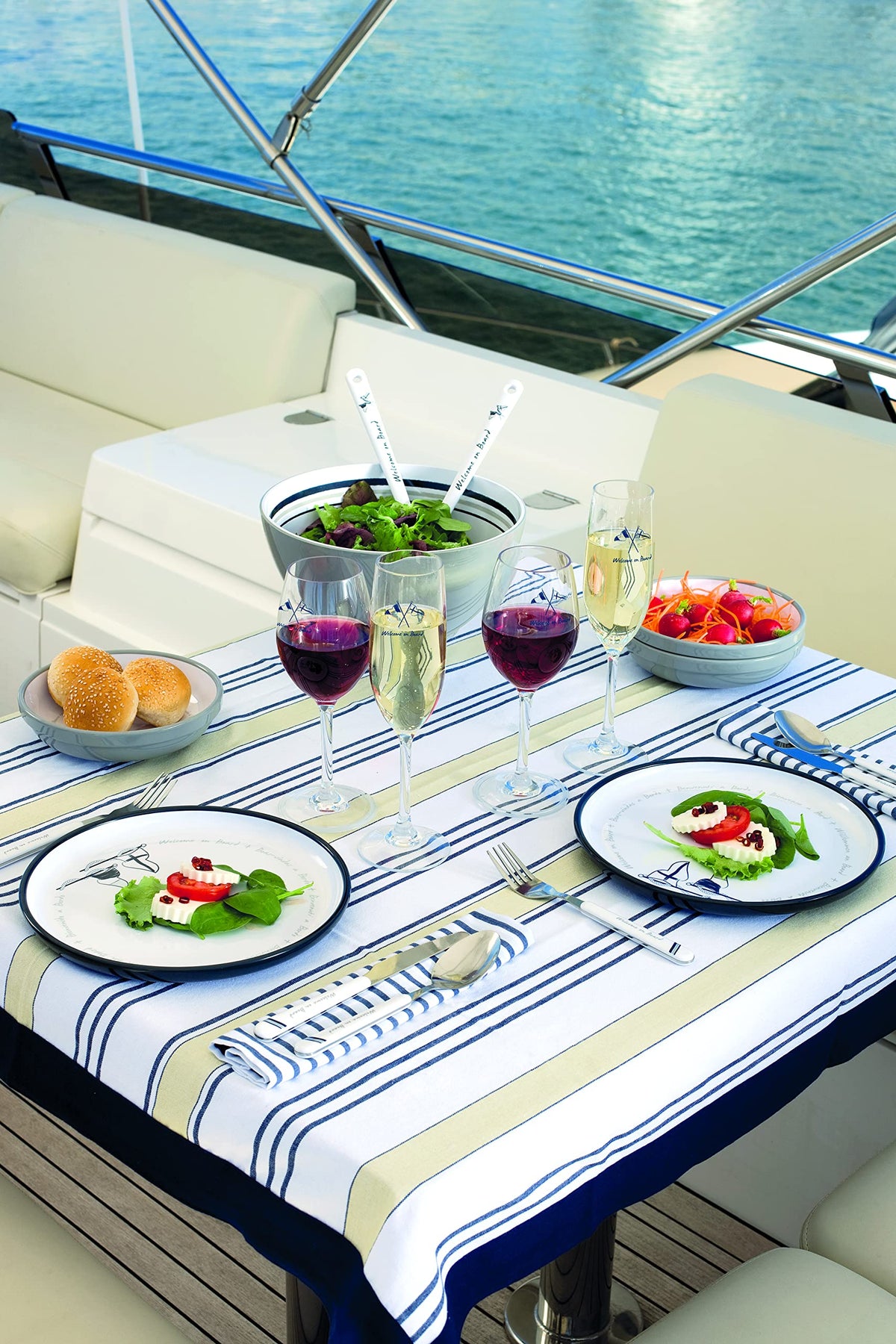 Marine Business Sea – Calice da Champagne, 6 Pezzi, plastica, Colore: Trasparente, Blu Marino/Grigio