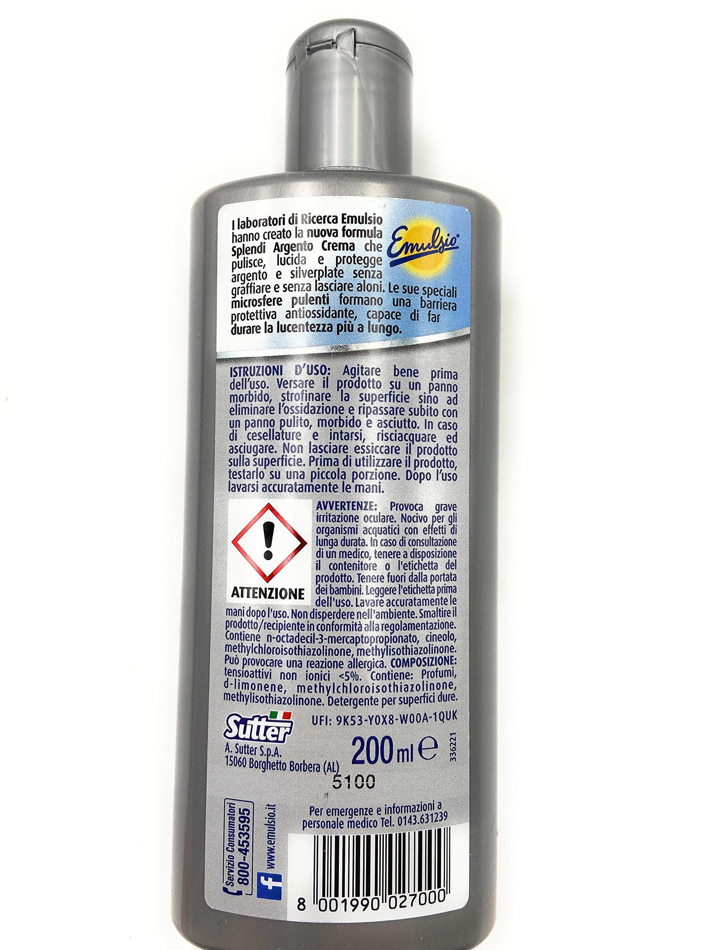 3flaconi da 200ml Emulsio Splendi Argento crema lucidante protettiva