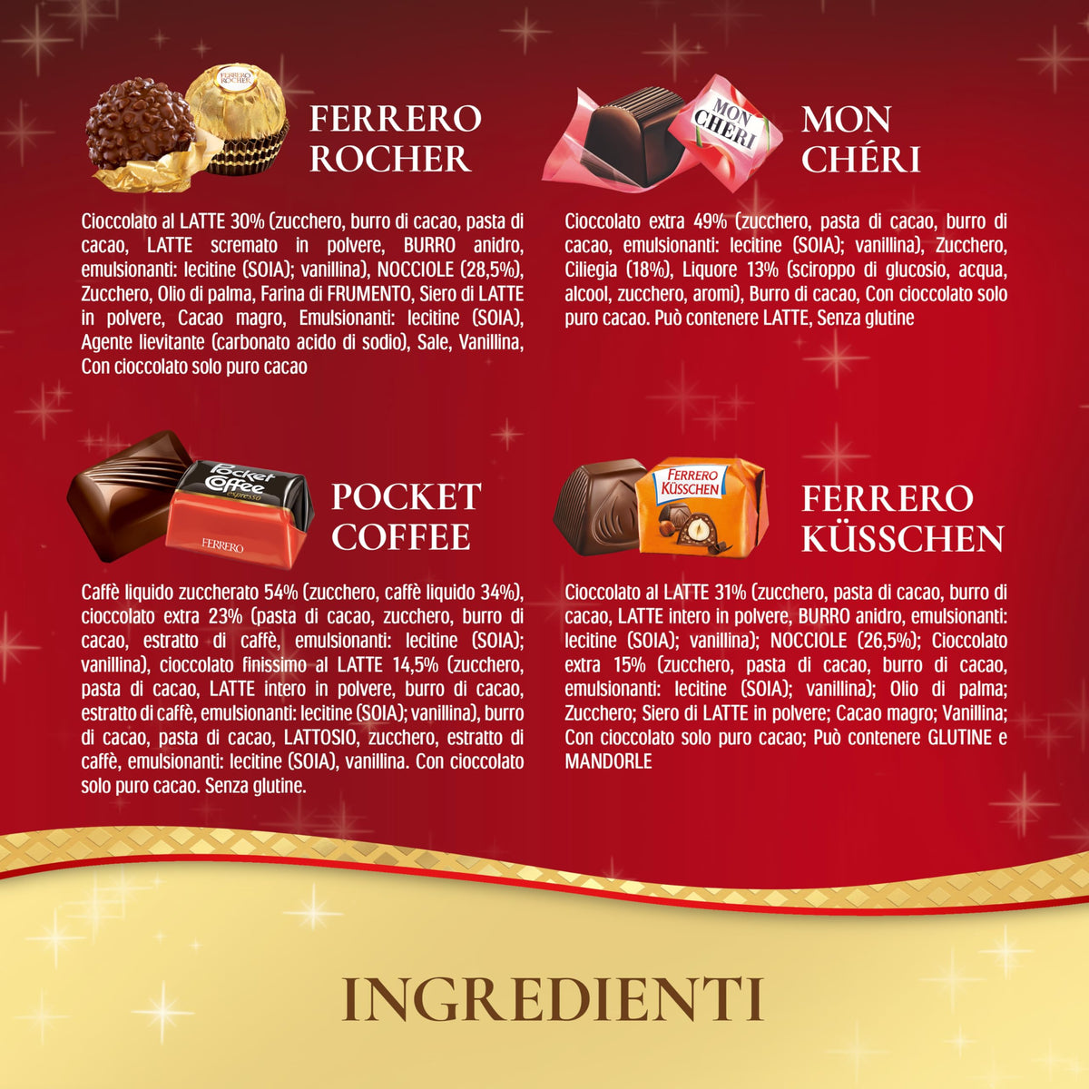 Ferrero Prestige, Calza befana con 21 specialità, Ferrero Rocher, Mon Chér, Pocket Coffee e Ferrero Küsschen, Idea Regalo Epifania, Confezione da 234 gr