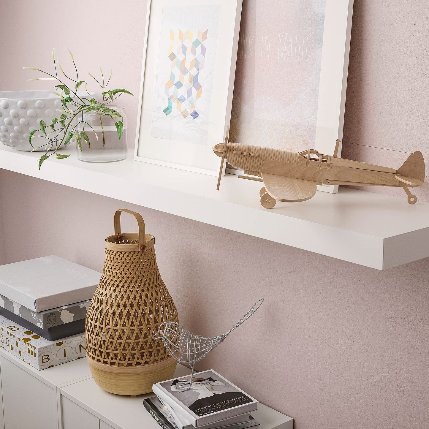 IKEA Mensola LACK bianco (26x110 cm) con hardware di montaggio nascosto.