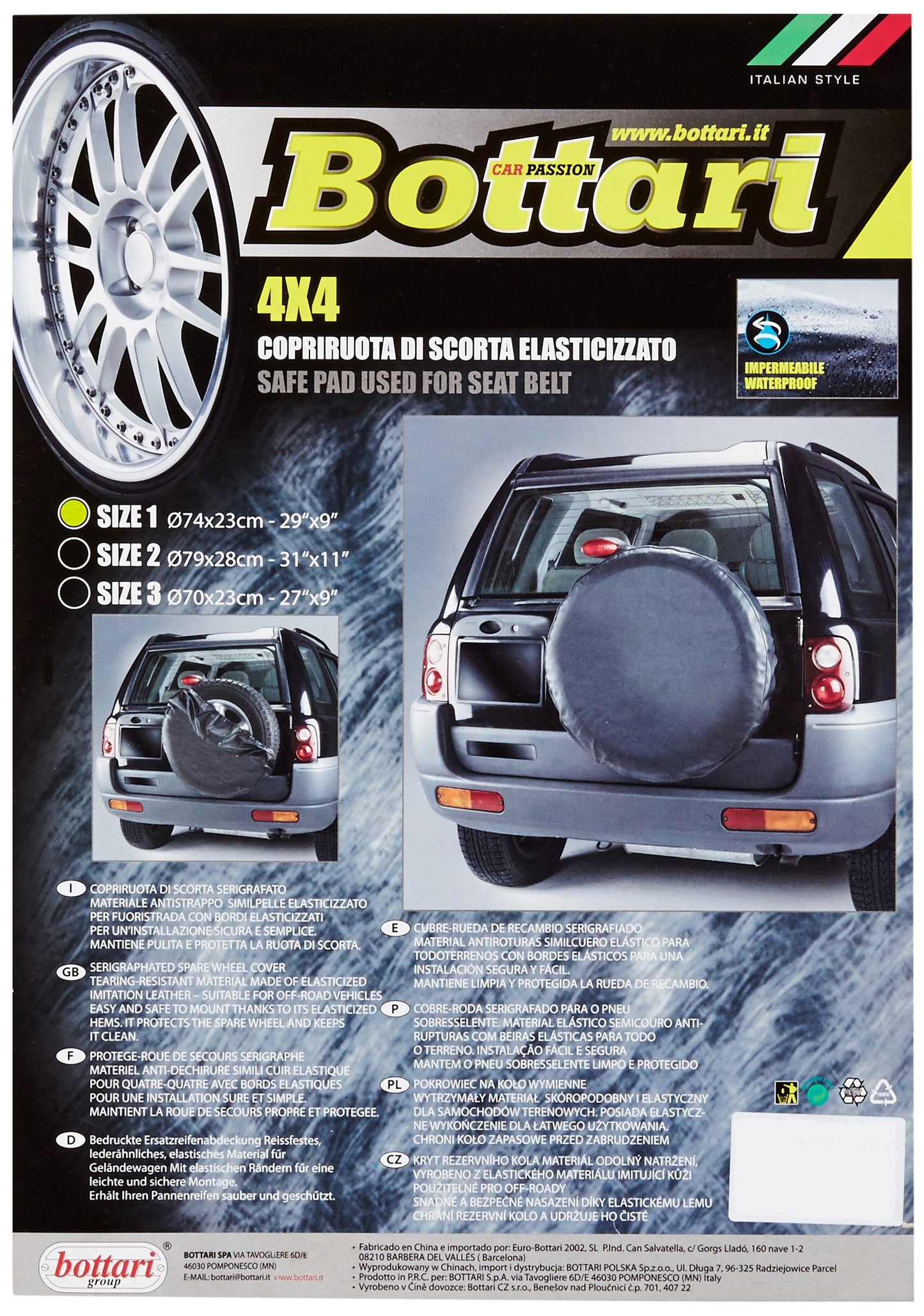 Bottari 18411 copriruota di scorta, Nero, 74x23cm