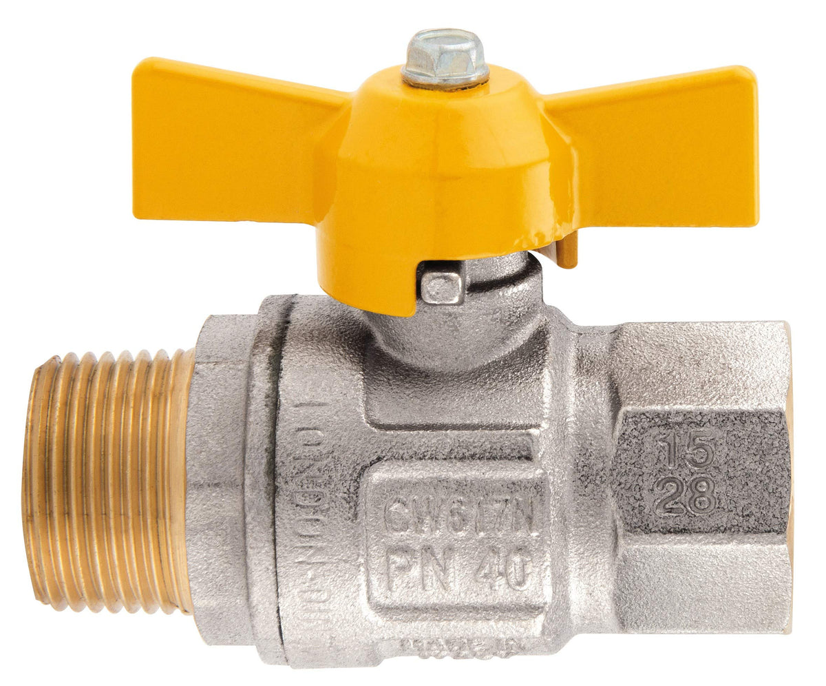 Valvola A Sfera Per Gas Maniglia A 'T' Passaggio Totale. A Norme Dvgw Gas Iso 7/1. MaschioFemmina