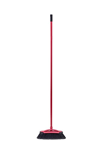 Vileda Classica 2 in 1 Scopa con Manico, Fibre per Polvere e Capelli, Plastica, Rosso/Nero, 32x5.3x78 cm