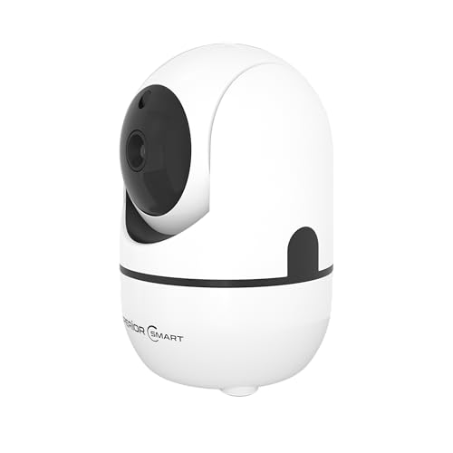 Superior Electronics Security iCM001 - Telecamera WiFi di Sorveglianza da Interno HD 1080p 2.4GHz con Visione Notturna e Audio Bidirezionale - Intercettazione Movimenti - Zoom Manuale - Rotazione 360°