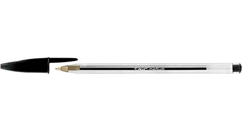 BIC Set di 6 penne a sfera CRISTAL ricaricabili, punta media, colore: Nero