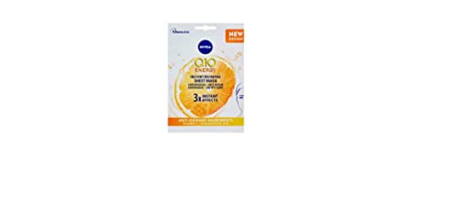 NIVEA Maschera viso antirughe Visage Q10 Plus, Maschera viso idratante in tessuto con 2 antiossidanti Q10 e Vitamina C, Maschera viso Vitamina C e Q10 anti-age