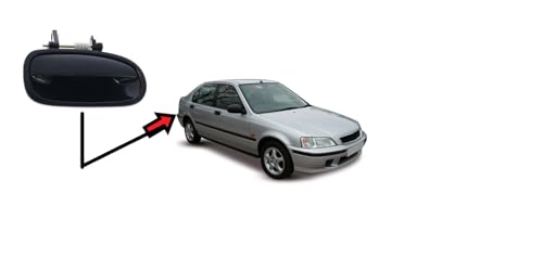 CG94 Maniglia Esterna Posteriore Senza Foro Compatibile con HòNDA Civic 1995 Nera Liscia Parte SX