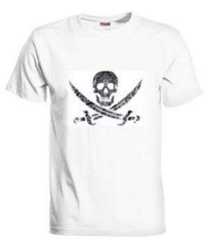 TSHIRT BIANCA IN COTONE CON STEMMA DEI PIRATI TAGLIA XL