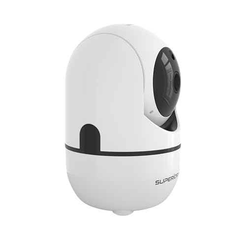 Superior Electronics Security iCM001 - Telecamera WiFi di Sorveglianza da Interno HD 1080p 2.4GHz con Visione Notturna e Audio Bidirezionale - Intercettazione Movimenti - Zoom Manuale - Rotazione 360°