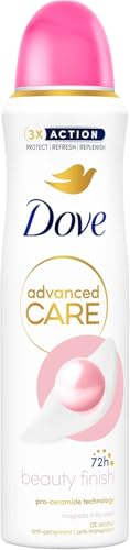 Dove Deodorante Spray Advanced Care Beauty Finish, con Formula Idratante e Delicata sulla Pelle, Senza Alcol, Pelle Asciutta Fino a 72 Ore, Deodorante Uomo e Donna, 150ml