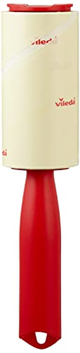 Vileda Margherita Maxi Rullo Spazzola Adesiva, Levapelucchi, per Peli di Animali, Capelli, Pelucchi, 58 Fogli Adesivi Pretagliati per Confezione, Manico Ergonomico, Rosso/Bianco