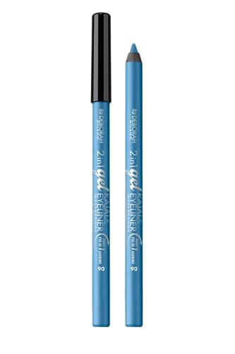 Deborah Milano Kajal, eyeliner 2 in 1 e eyeliner impermeabile, 07 blu, a lunga durata, impermeabile, ultra pigmentato e cremoso, dona un aspetto intenso e definito, 1,21 g