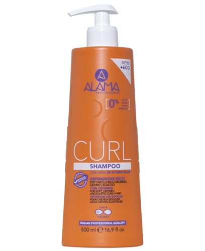 Alama Professional Curl, Shampoo per Capelli Ricci e Mossi Definiti, Corposi ed Elastici, con Olio di Oliva ed Eritritolo, Anti Crespo e Idratazione a Lunga Durata, 500 ml