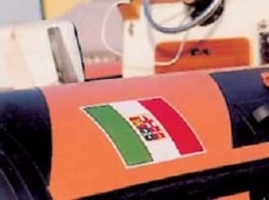 CG94 Bandiera Autoadesiva Marina Mercantile Italiana 15x22 cm per Barca Gommone Tempo Libero