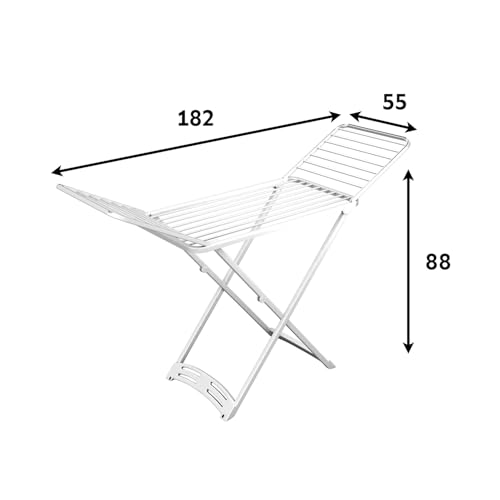 Gimi Zaffiro Stendibiancheria da Pavimento, Stendino a Cavalletto, da Esterno, con Ruote, Richiudibile, Spazio di Stenditura 20 m, in Resina 100%, 182 x 55 x 88 cm