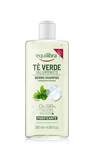 Equilibra Capelli, Dermo Shampoo Purificante Tè Verde Ialuronico, Shampoo Capelli Normali e Grassi ad Azione Purificante, con Estratto di Tè Verde, Acido Ialuronico, Estratto di Bergamotto, 265 ml