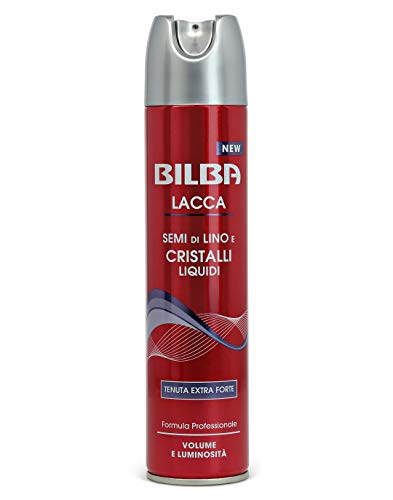 Bilba Lacca Extraforte con Semi di Lino e Cristalli Liquidi, Formula Professionale a Tenuta Extra Forte, Dona Volume e Luminosità, Protegge i Capelli dall'Umidità, 250 ml