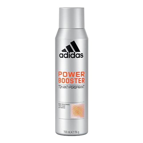Adidas, Power Booster Deodorante Spray Uomo, 72 Ore di Protezione, Formula Vegana e Senza Alcol, 150ml